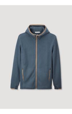 hessnatur Fleece-Kapuzenjacke aus reiner Bio-Baumwolle blau