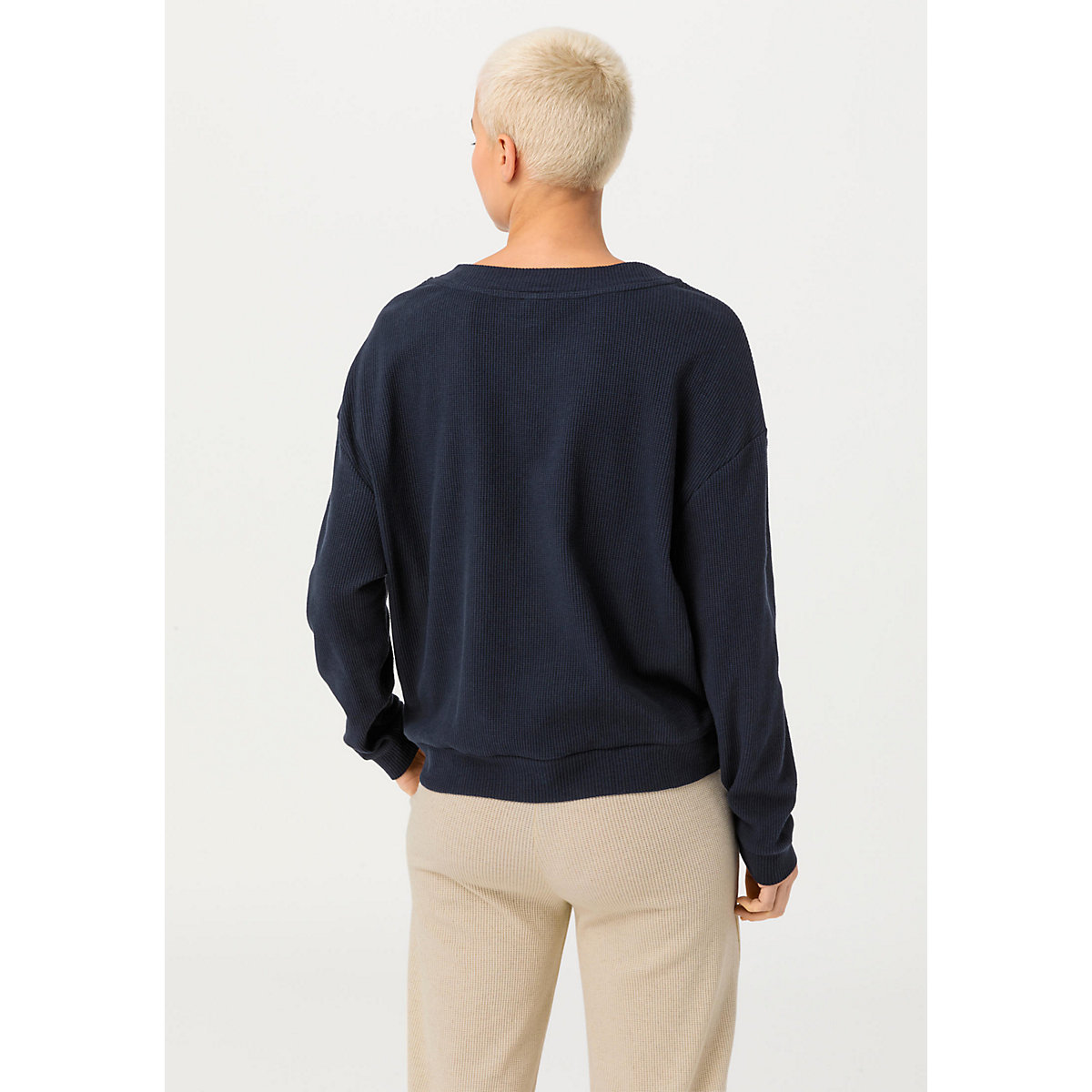 hessnatur Sweatshirt aus Bio-Baumwolle mit Leinen dunkelblau MV8793