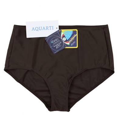 Aquarti Damen Bikinihose Bikini-Slip mit Hohem Bund braun YN8689
