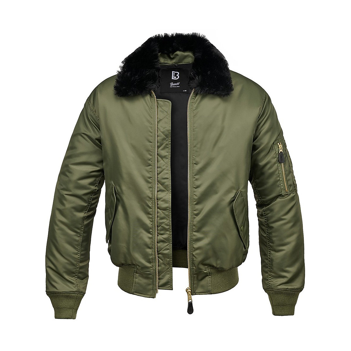 Brandit Jacke MA2 Jacket Fur Collar in Black grün AN7781 Brandit Jacke MA2 Jacket Fur Collar in Black grün AN7781
