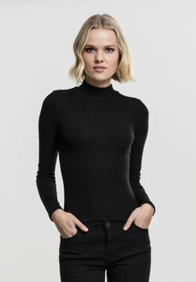 Urban Classics Damen Longsleeve Ladies Turtleneck Longsleeve Black schwarz