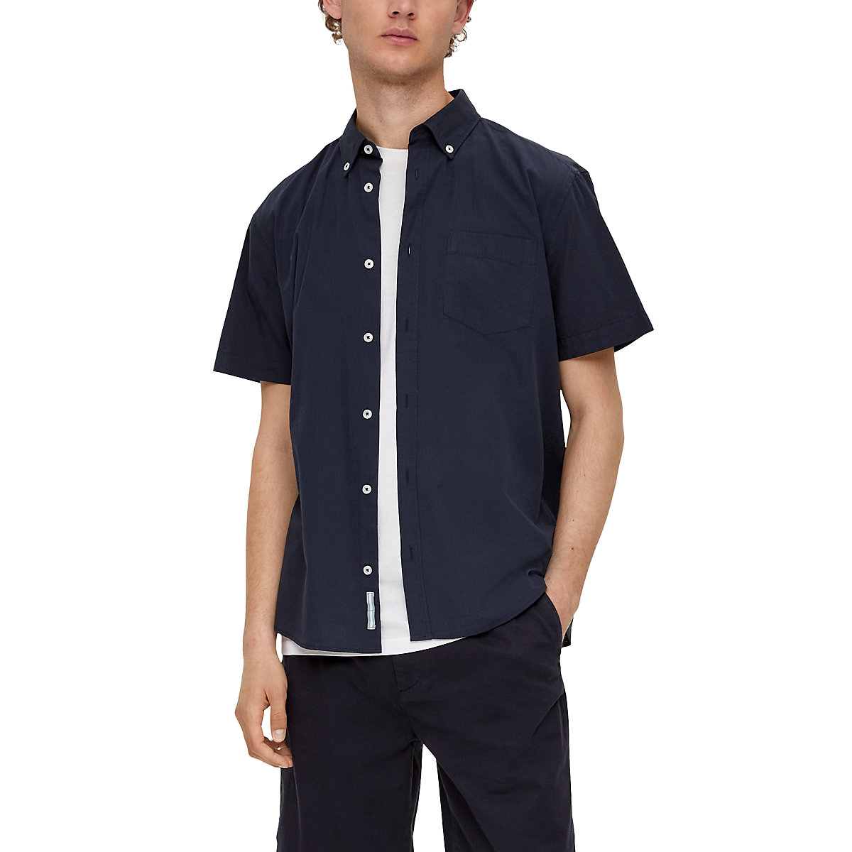 s.Oliver Regular: Kurzarmhemd aus Baumwolle Kurzarmhemden blau