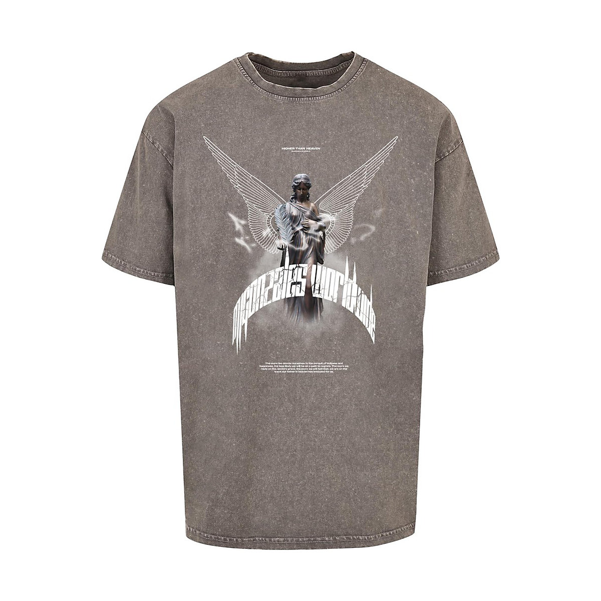 MJ Gonzales T-Shirt Higher Than Heaven V.1 Acid Washed Heavy Oversize Tee Black grau