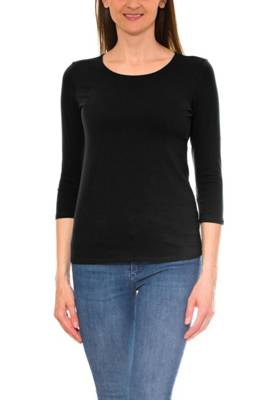 Alkato Damen Shirt 3/4 Arm mit Rundhals schwarz