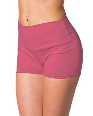 Alkato Damen Sport Shorts mit Hohem Bund dunkelrosa