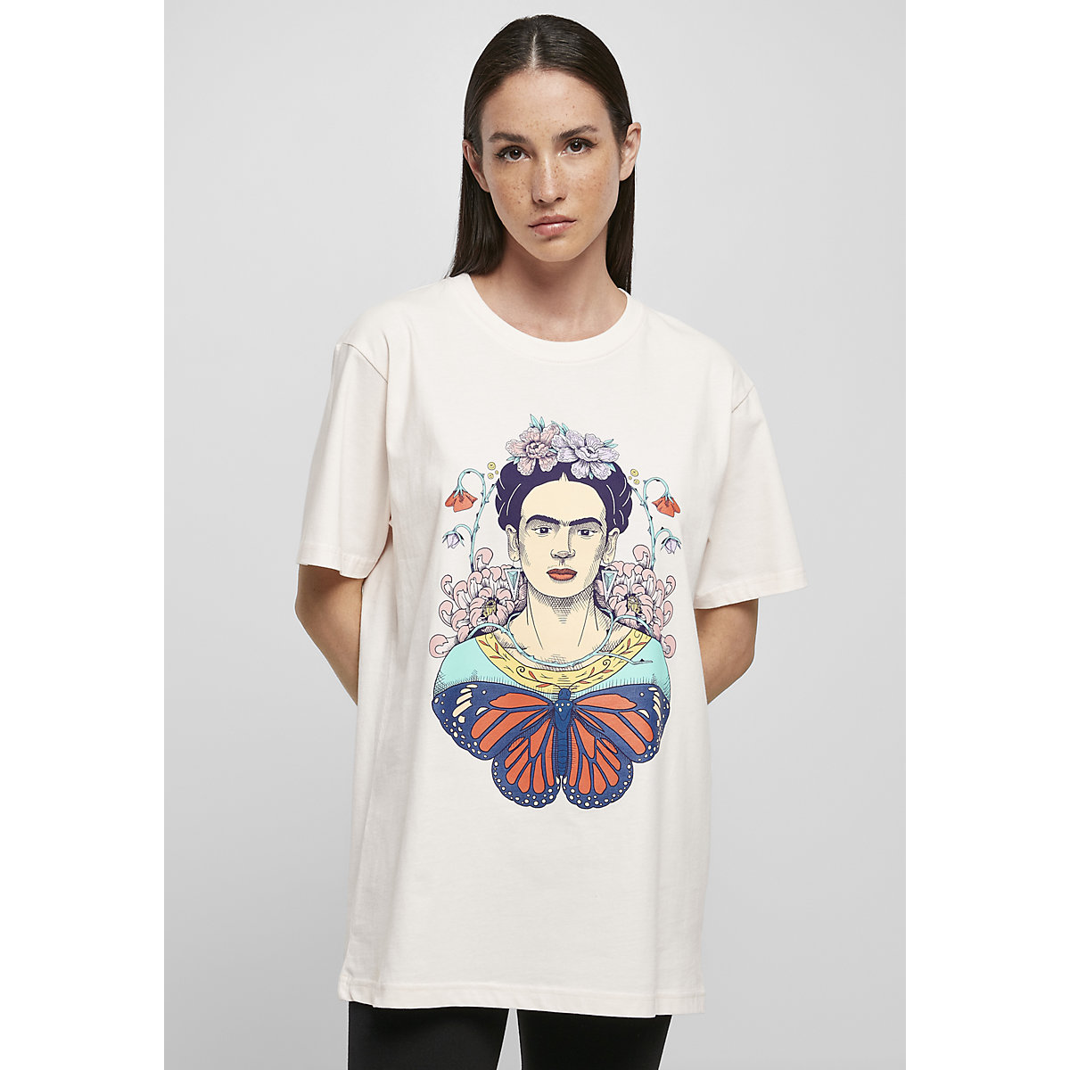 Merchcode T-Shirt Ladies Frida Kahlo Butterfly Tee pink marshmallow pink