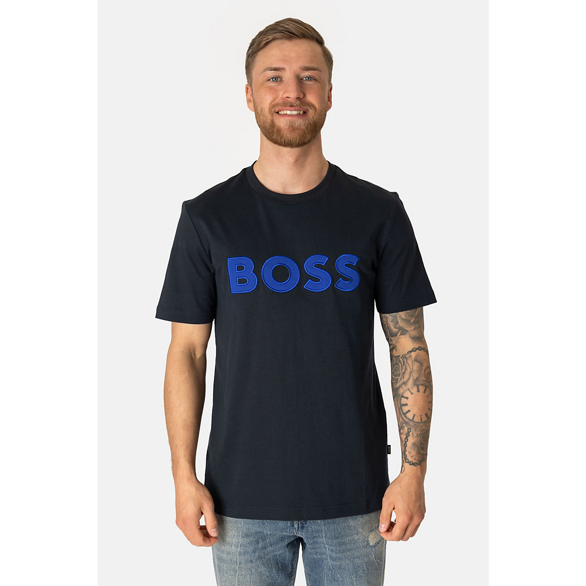 BOSS T-Shirt Tiburt schwarz/blau