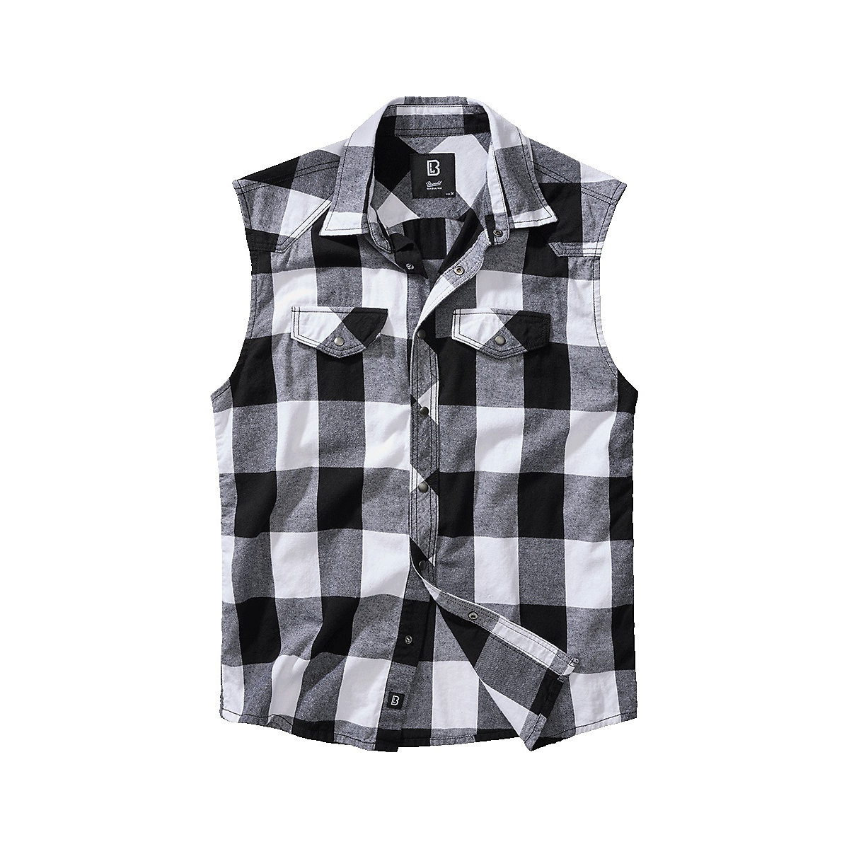 Brandit Men Hemd Checkshirt sleeveless Black/Grey weiß