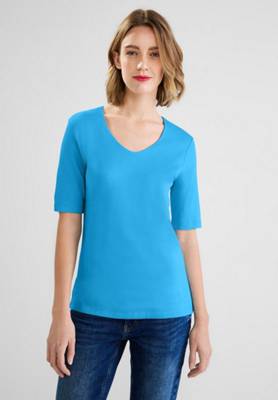 Street One T-Shirt mit V-Ausschnitt dunkelblau
