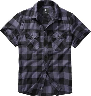 Brandit Men Hemd Checkshirt halfsleeve Black/Grey schwarz