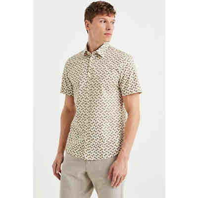 Herren-Slim-Fit-Hemd mit Muster Langarmhemden