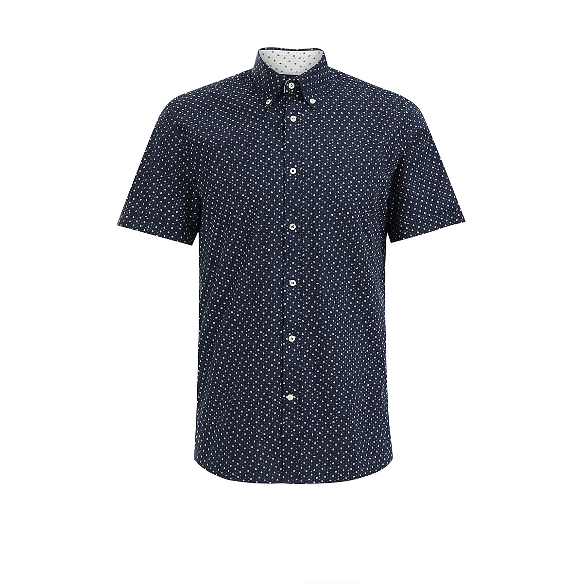 WE Fashion Herren-Slim-Fit-Hemd mit Muster Langarmhemden blau