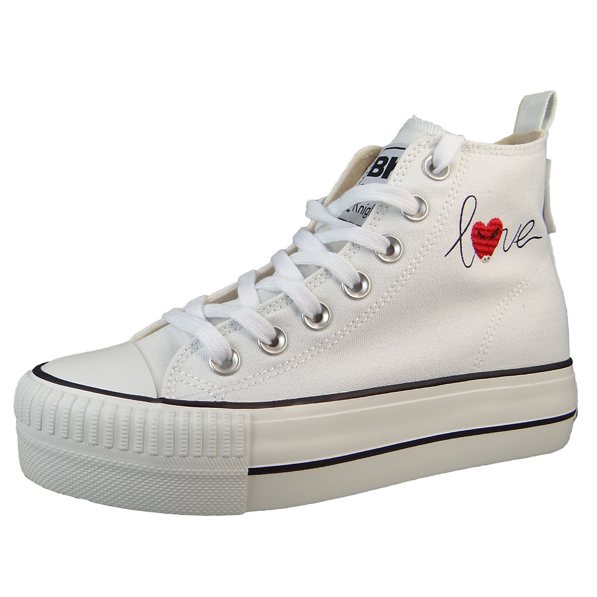 British Knights Damen Mid Sneaker Kaya Mid High Top B51-3730 Weiß 03 White Love Textil Sneakers Low weiß