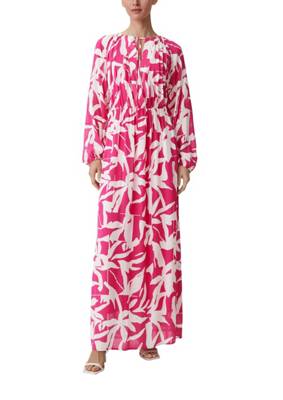 comma Viskosekleid mit Unterkleid Jerseykleider pink/weiß