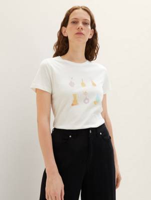 TOM TAILOR T-Shirt T-Shirt mit Print T-Shirts offwhite