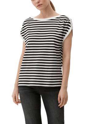 s.Oliver T-Shirt mit U-Boot-Ausschnitt T-Shirts schwarz