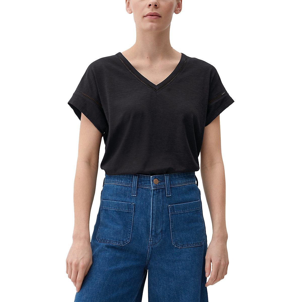 s.Oliver T-Shirt mit Zierborte T-Shirts schwarz