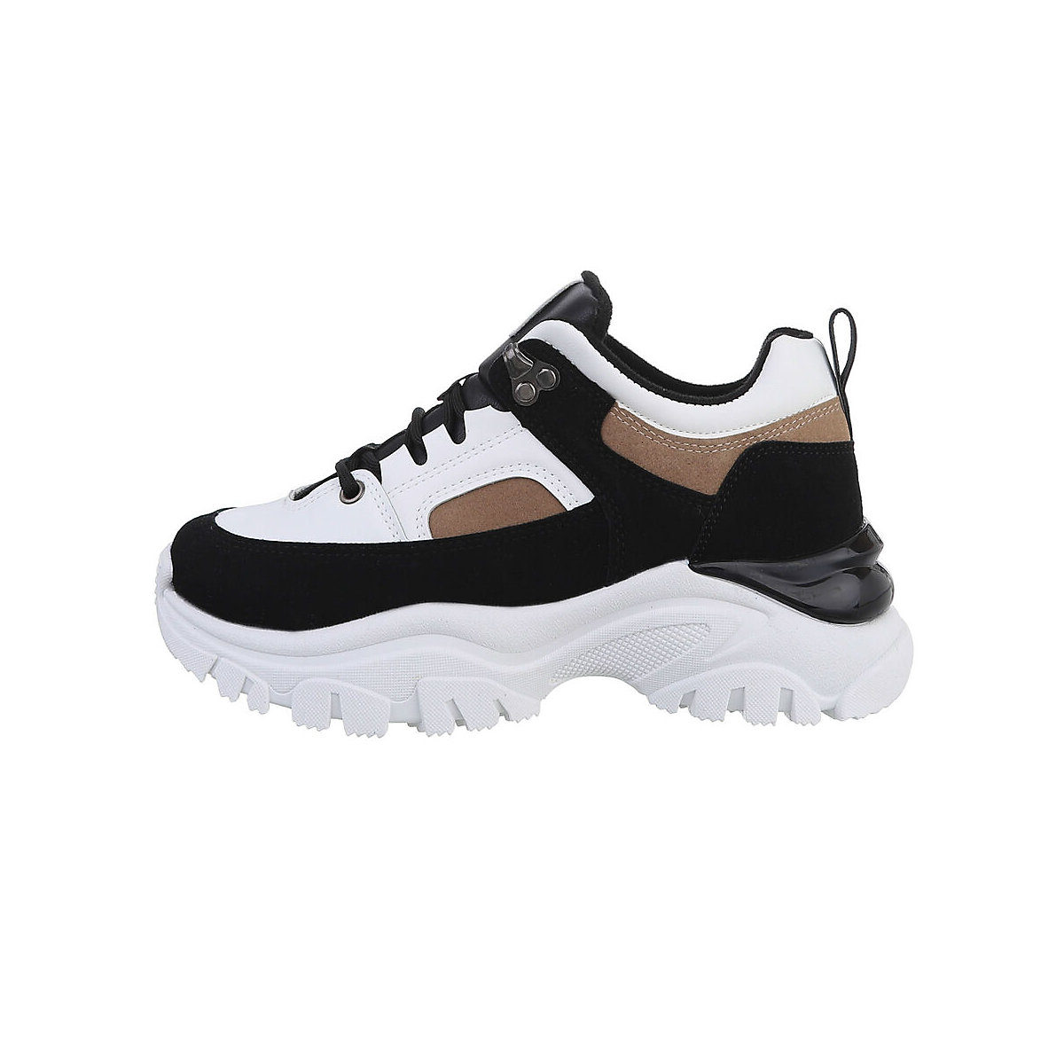 Ital-Design Sneakers Low Lochschnürung Keilabsatz/Wedge schwarz/weiß
