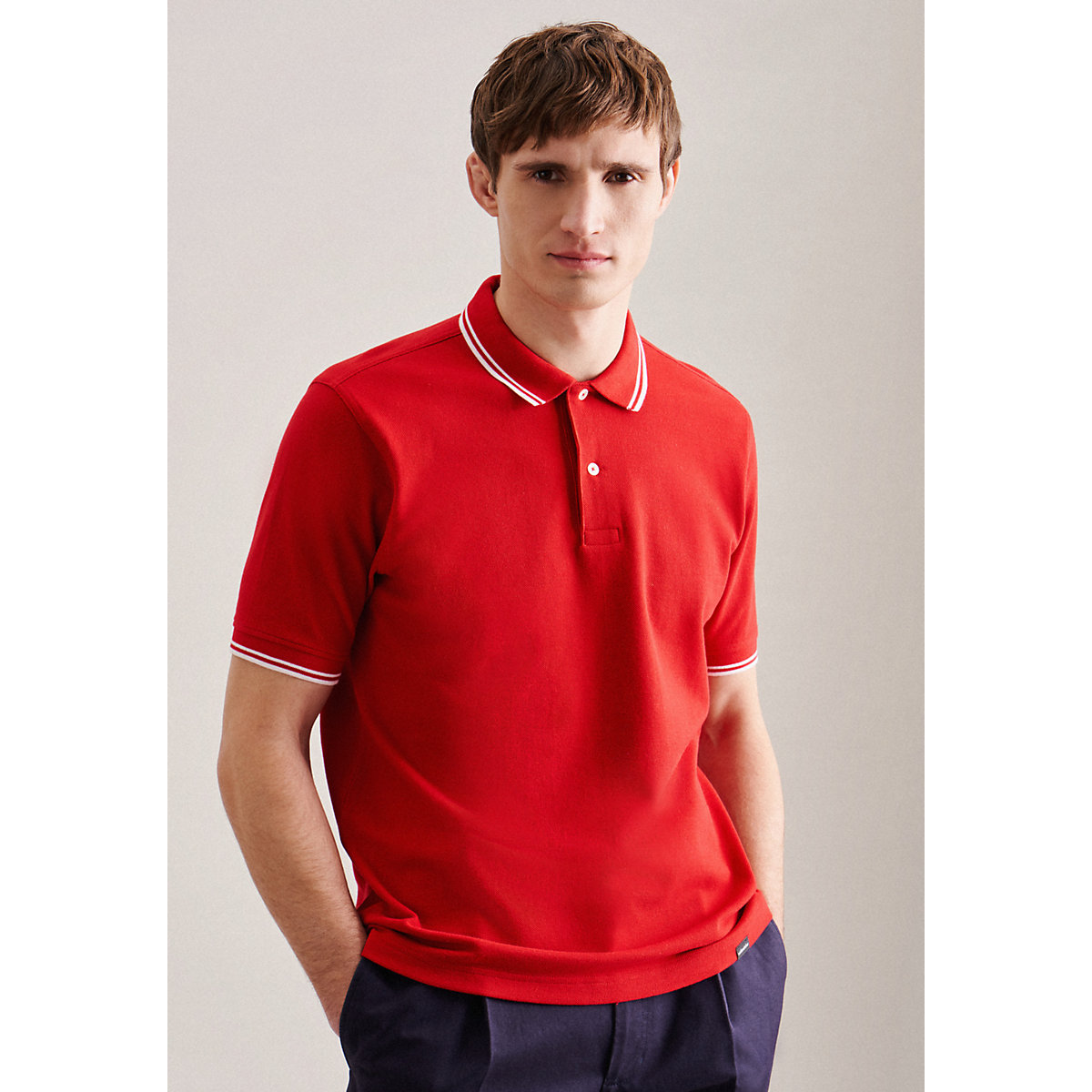 seidensticker Polo-Shirt Kragen Kurzarm Uni Poloshirts rot
