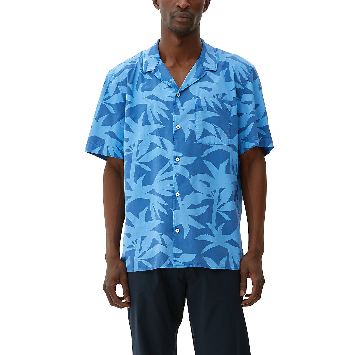 s.Oliver Relaxed: Hemd mit Reverskragen Kurzarmhemden blau