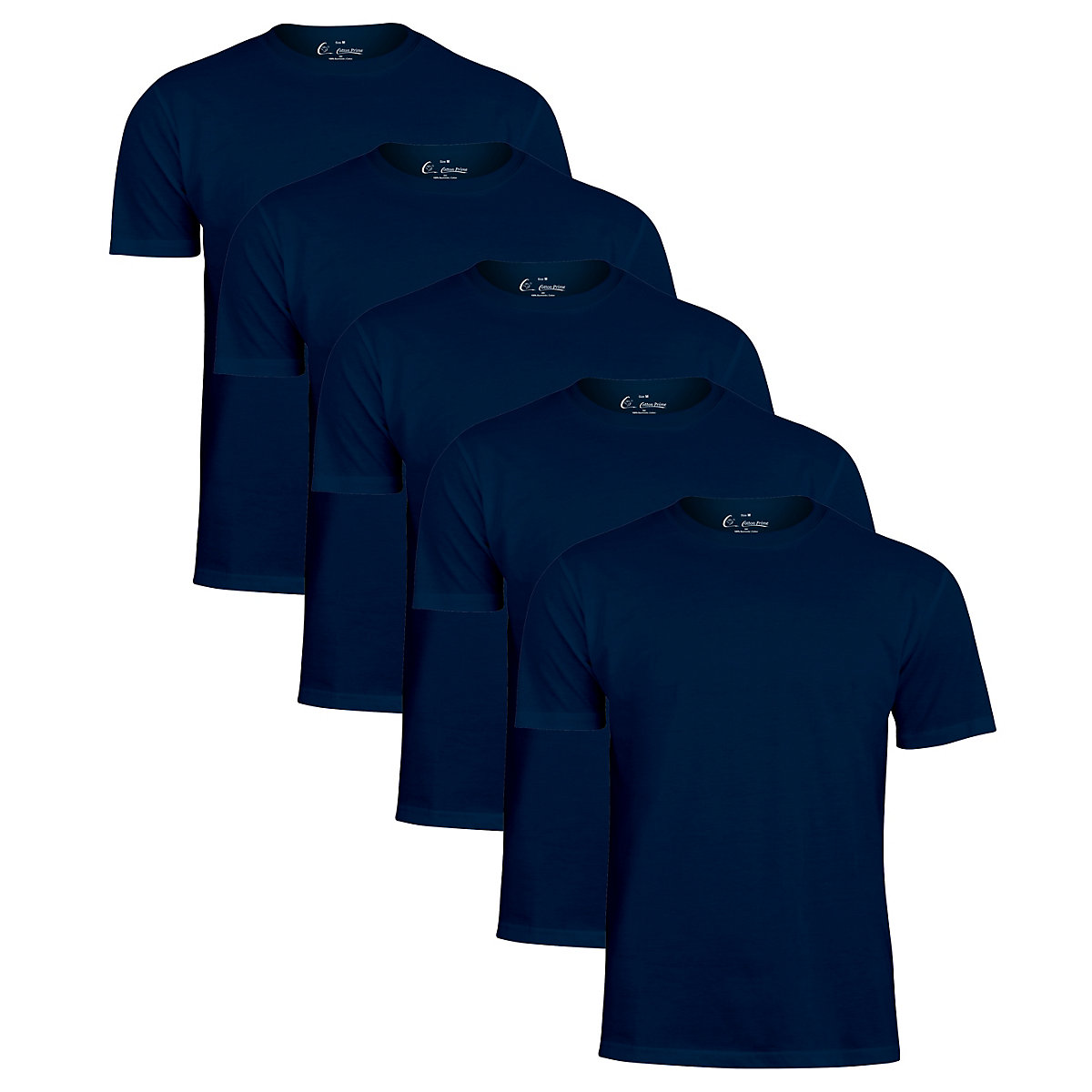 Cotton Prime 5er Pack T-Shirt O-Neck Tee T-Shirts dunkelblau