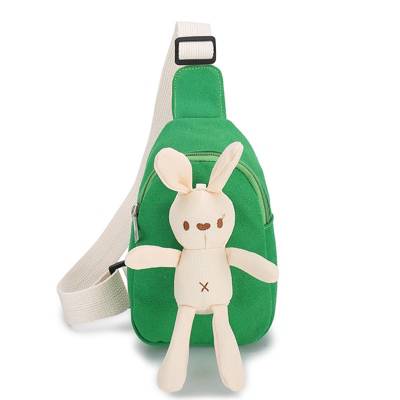 Decome Hase-Brusttasche Einzelne Umhängetasche Crossbody Tasche Kinder Rucksack Hase Brust Tasche Cartoon Leinwand kleine Tasche Kinder Rucksack grün