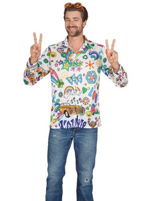METAMORPH Comic Hippie Hemd weiß