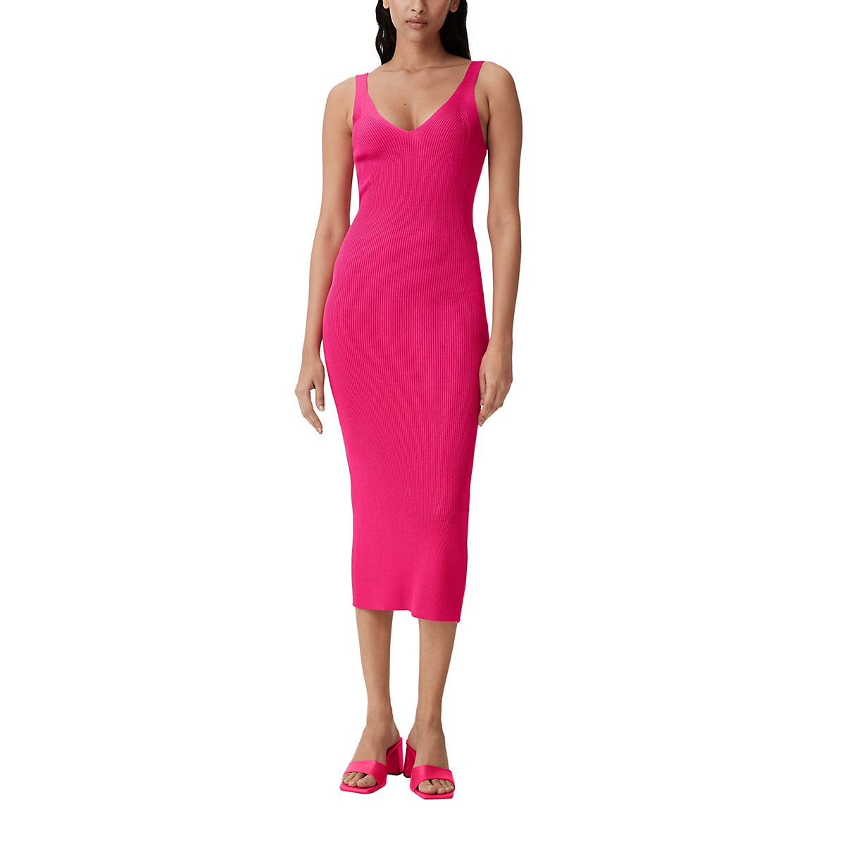 comma Feinstrick-Kleid aus Viskosemix Jerseykleider pink