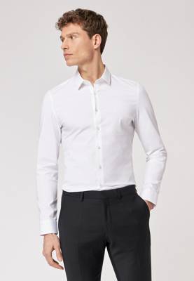 ROY ROBSON Businesshemd Businesshemd im Slim Fit mit Kontrastknöpfen Langarmhemden weiß