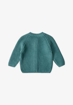 Gerippter Strick-Cardigan für Kinder grün