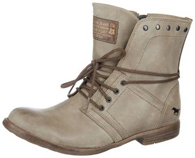 MUSTANG Damen Stiefelette Blau - Kunstleder Stiefelette Mit Fleece-Futter