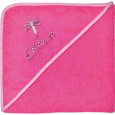 Kapuzenbadetuch XL, Schmetterling pink, 100 x 100 cm