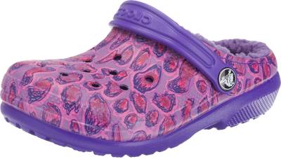 crocs, Kinder Hausschuhe Classic Lined Graphic Clog gefüttert, lila