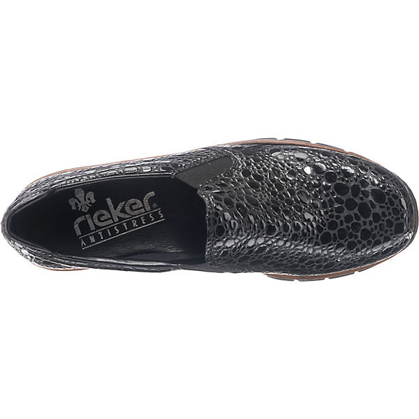 Schuhe Sportliche Slipper rieker Loafers anthrazit