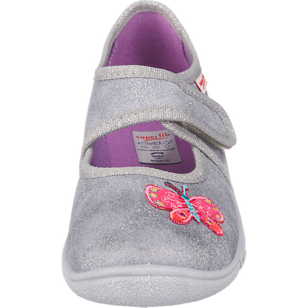Schuhe Geschlossene Hausschuhe superfit Hausschuhe BELINDA WMS Weite M3 für Mädchen Schmetterlinge rosa/grau