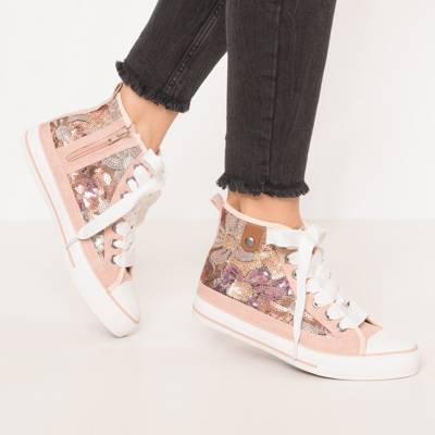 Hilda Toe Cap Sneaker Flower Sequin Sneakers High 2