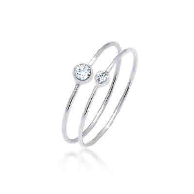 Elli Ring Set Basic Trend Kristalle 925 Silber Ringe