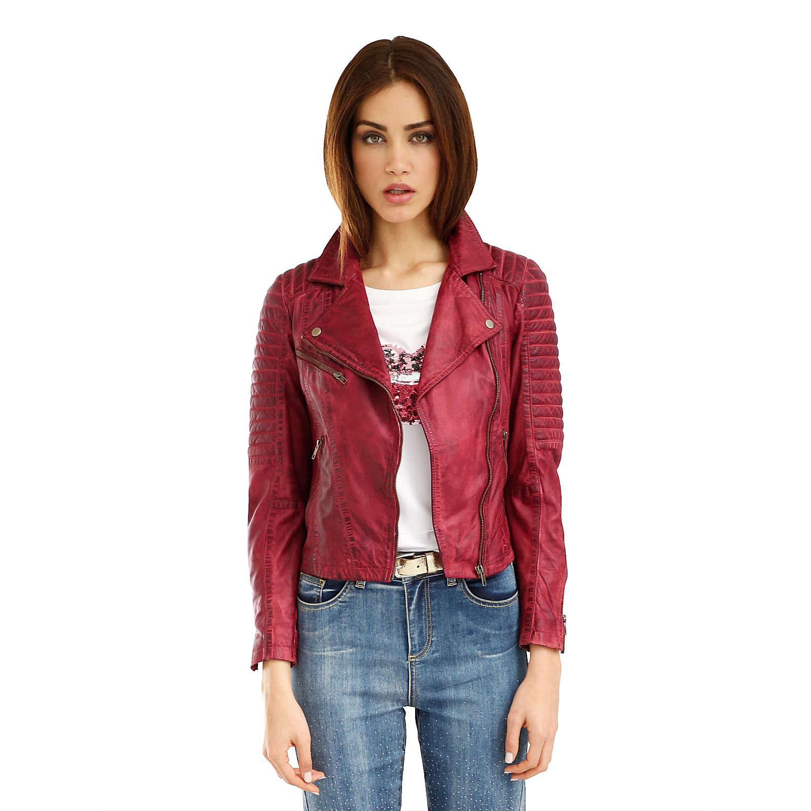 Amy Vermont Lederjacke rot Damen Gr. 38 Amy Vermont Lederjacke rot Damen Gr. 38