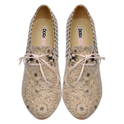 Dogo Shoes, DOGO Lacewing Black & White HochfrontPumps, beige mirapodo