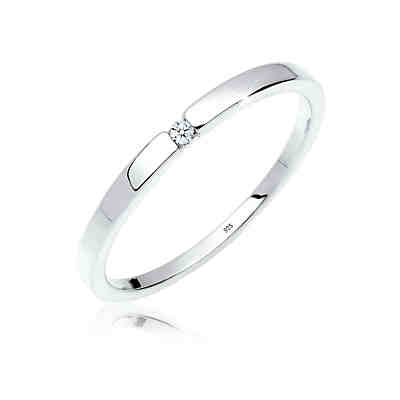 Elli Diamonds Ring Verlobungsring Klassiker Diamant (0.015 Ct.)Silber Ringe