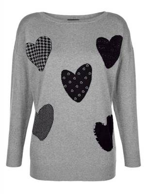 Pullover Dekosteine langarm grafisch Oversized blickdicht Baumwolle Pullover