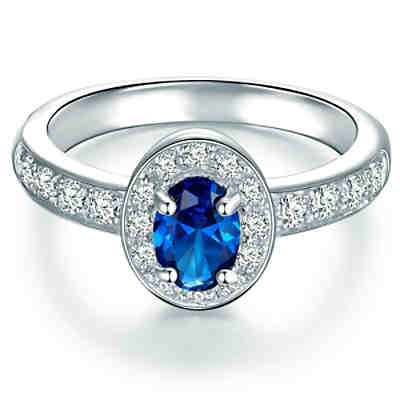 Ring Sterling Silber Zirkonia blau weiß Ringe