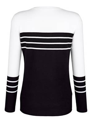 Pullover langarm gestreift Figurnah blickdicht Viskose Pullover 2