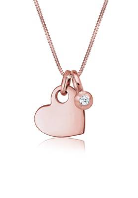 Elli PREMIUM Halskette Herz Solitär Diamant (0.03 ct.) 925 Silber Halsketten