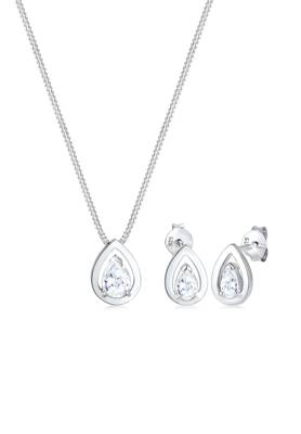 Elli Schmuckset Tropfen Drop Zirkonia Klassik 925 Sterling Silber Schmucksets