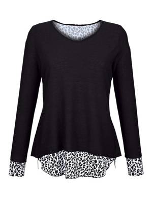 2-in-1 Pullover Einsatz langarm animal print Lässig blickdicht Kunstfaser Pullover