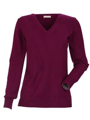 Pullover langarm uni Leicht tailliert blickdicht Kunstfaser Pullover