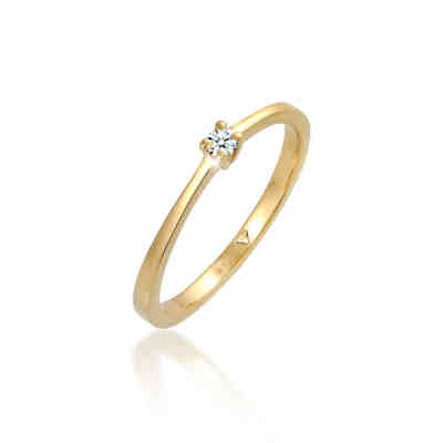 Elli Diamonds Ring Solitär Verlobung Diamant 0.11 Ct. 585 Gelbgold Ringe