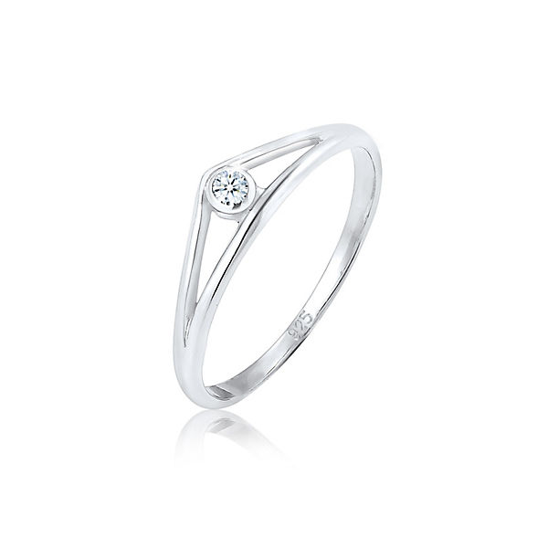 Elli Diamonds Ring Verlobungsring Geo Diamant (0.03 Ct.) 925 Silber Ringe