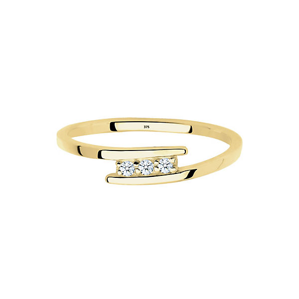 Elli Diamonds Ring Verlobungsring Trio Diamant 0.045 Ct. 375 Gelbgold Ringe